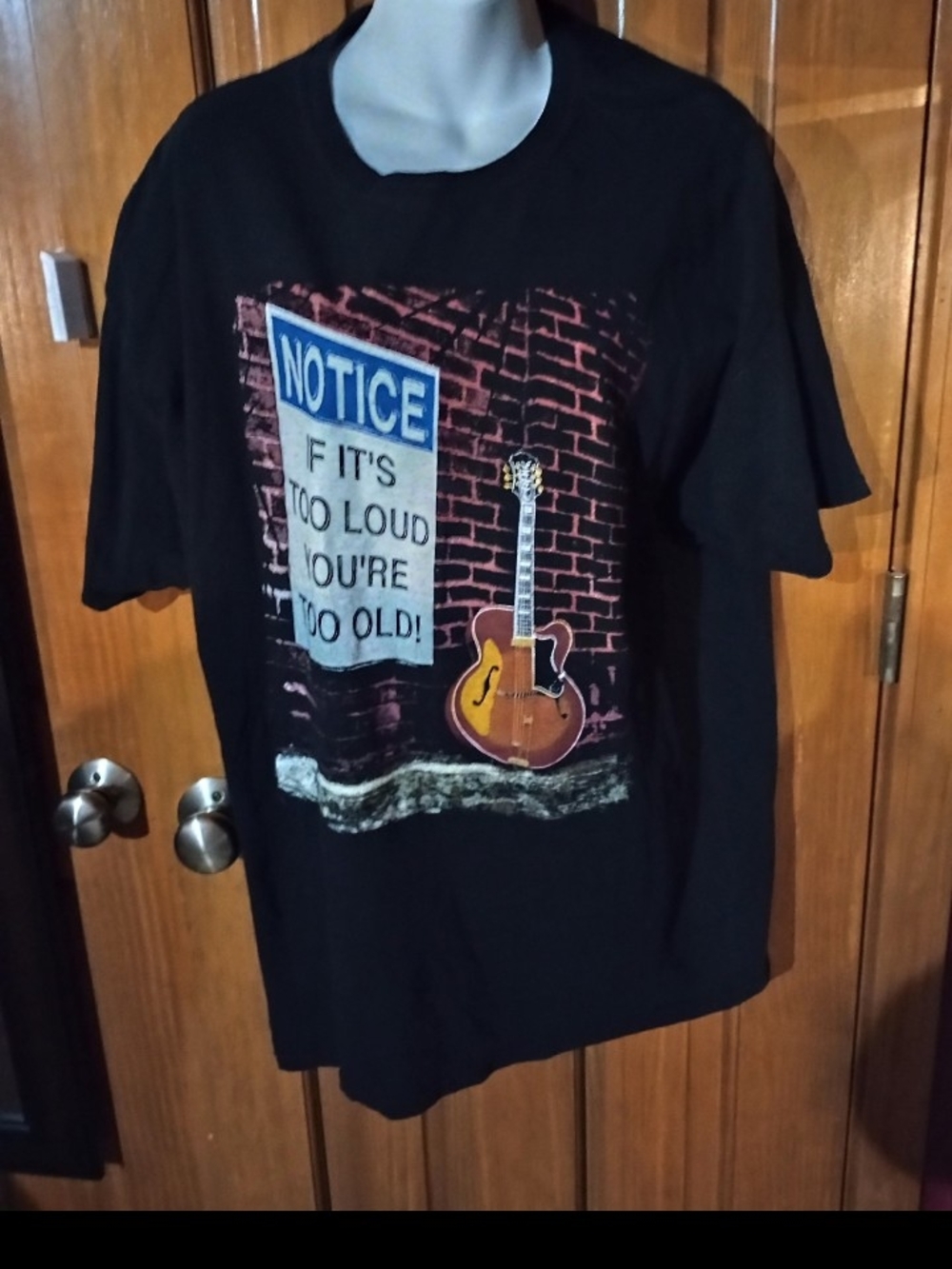 Black Graphic Guitar T‑Shirt - 'If It's Too Loud'